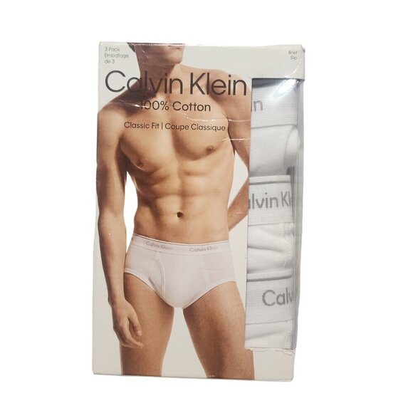 Calvin Klein Men's Brief Classic Fit Cotton 3-Pack White Size XXL‎ - Picture 1 of 5